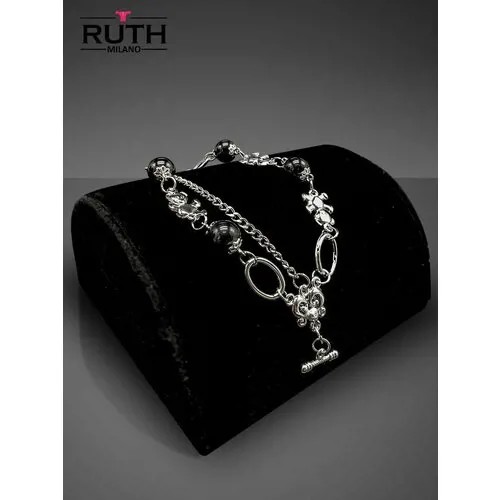 Браслет-цепочка RUTH MILANO, искусственный камень, размер 18 см, серебристый