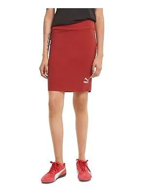 Женская красная юбка-карандаш с эластичным текстурированным логотипом PUMA на подоле выше колена S