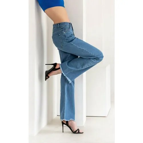 Джинсы  Blue Hill Jeans, прямые, завышенная посадка, размер 42, синий