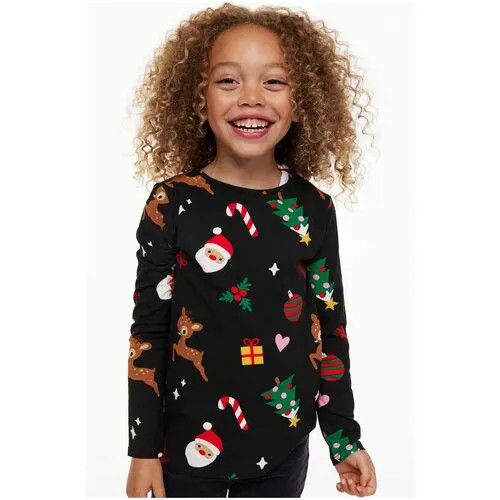 Лонгслив для девочки, H&M, р-р: 92см, Черный