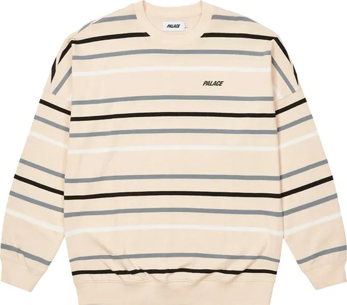 Толстовка Palace Stripe Drop Shoulder Crew 'Stone', кремовый