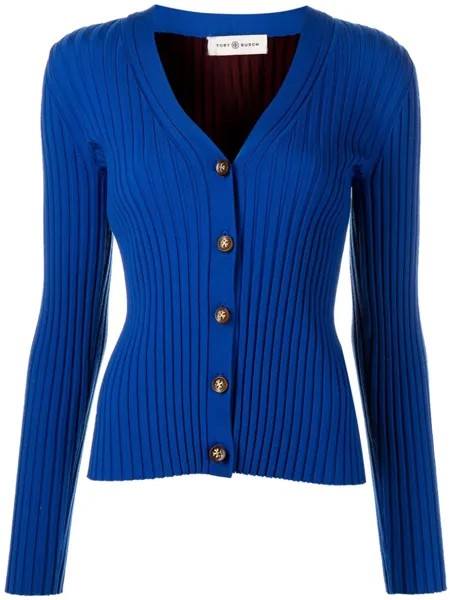 Tory Burch кардиган в рубчик, синий
