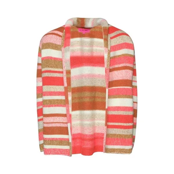 Куртка The Elder Statesman Stripe Italy Smoking Jacket, цвет Neon Red/White/Camel/Ivory