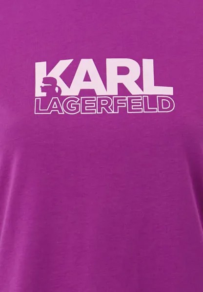 Футболка с принтом STACK LOGO KARL LAGERFELD, фиолетовый