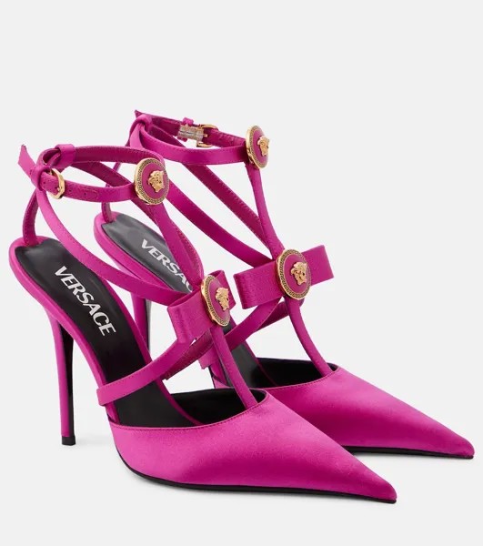 Атласные туфли gianni с бантом Versace, розовый