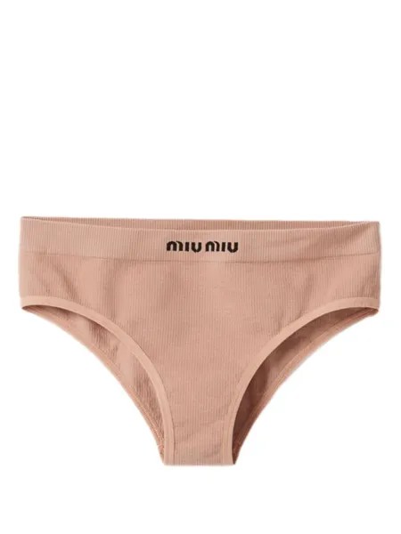 Miu Miu бесшовные трусы-брифы с логотипом, розовый