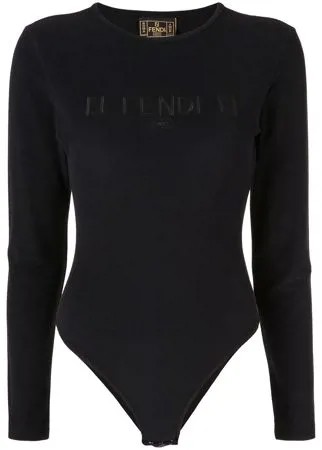 Fendi Pre-Owned боди с длинными рукавами и логотипом