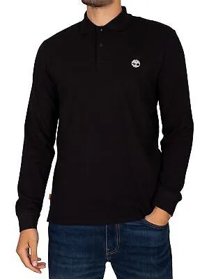 Мужская рубашка-поло из пике с длинными рукавами Timberland, черная