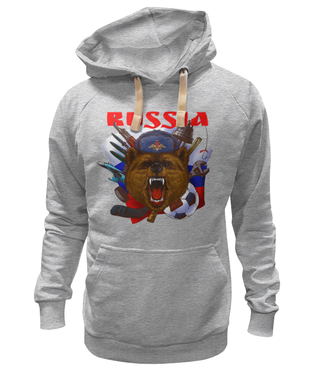 Худи Printio Россия серое 2XL