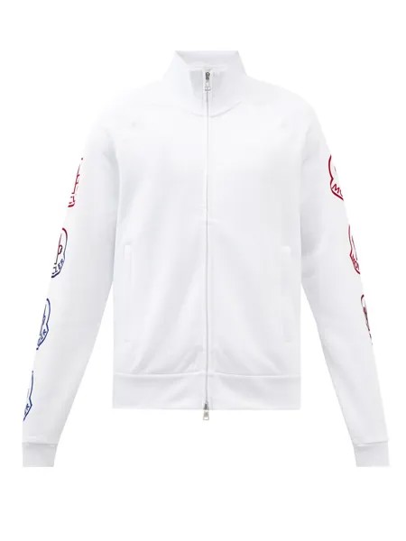 Спортивная куртка из хлопкового джерси с логотипом Moncler, белый