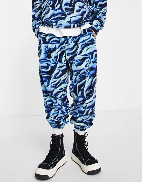 Флисовые свободные джоггеры от комплекта с принтом ASOS DESIGN-Разноцветный