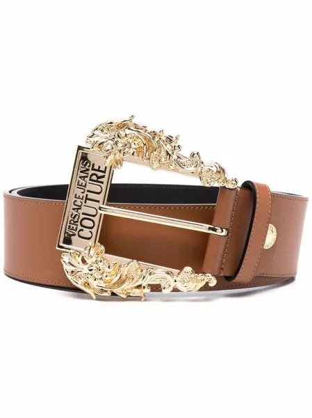 Versace Jeans Couture engraved logo leather belt