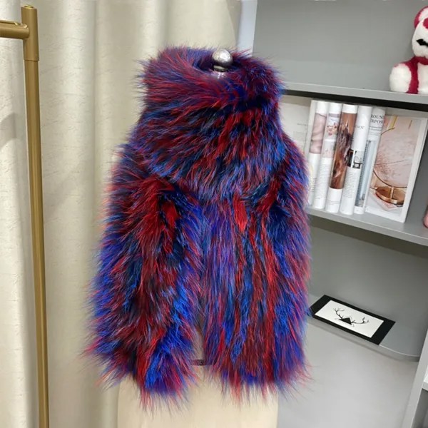 Меховой шарф, женский зимний утепленный шарф из меха енота, новый удлиненный Многофункциональный защитный плюшевый шарф с перекрестной шну...