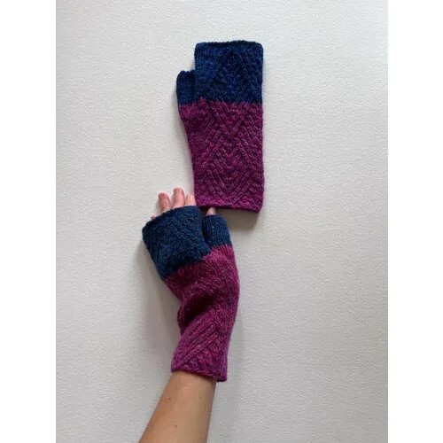 Митенки My Woolens, демисезон/зима, размер 18, коричневый, красный