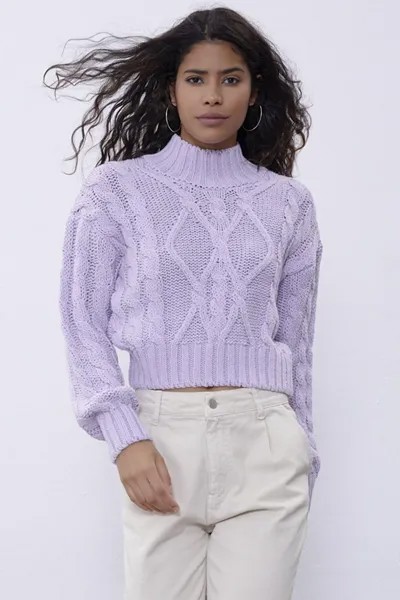 Короткий вязаный свитер сиреневого цвета SWK4306LL Sherin