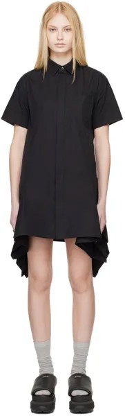 Черное мини-платье с платочным подолом Sacai