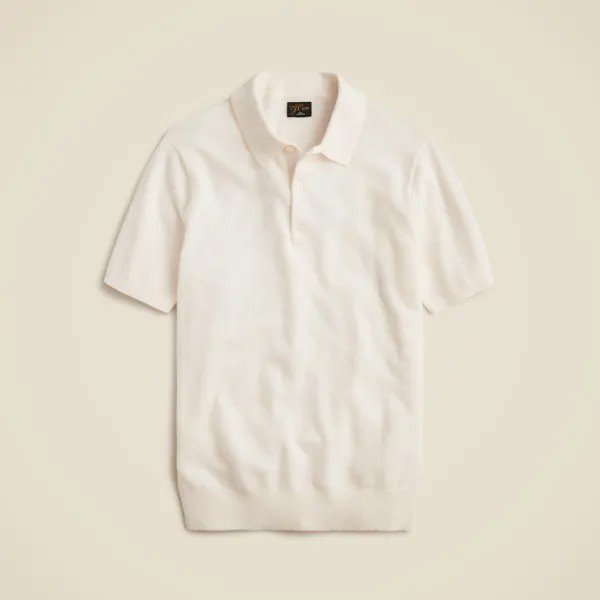 Кашемировый свитер-поло с короткими рукавами J.Crew, бежевый
