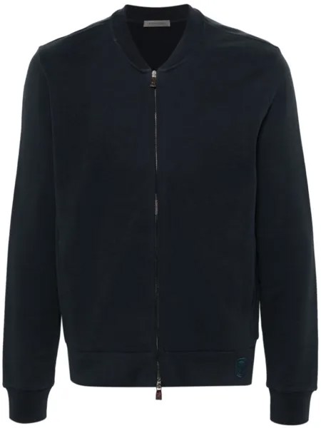 Corneliani бомбер с нашивкой-логотипом, синий