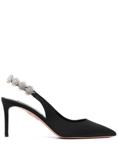 Aquazzura туфли с ремешком на пятке и кристаллами, черный