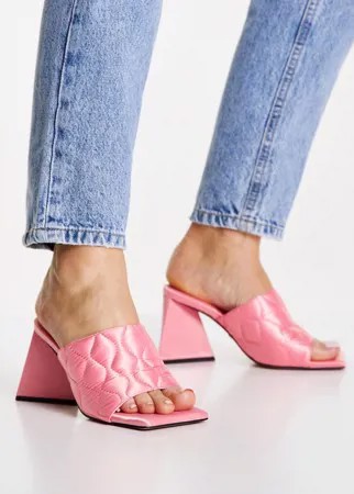 Розовые стеганые мюли на среднем каблуке Topshop Racer-Розовый цвет