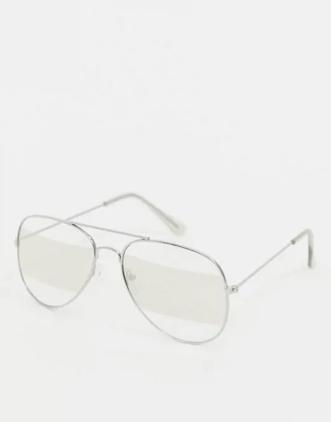 Солнцезащитные очки-авиаторы с разноцветными стеклами в полоску 7x-Серебряный