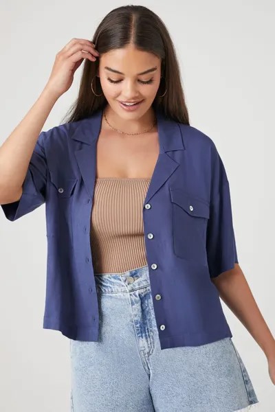 Свободная рубашка на пуговицах спереди Forever 21, нави