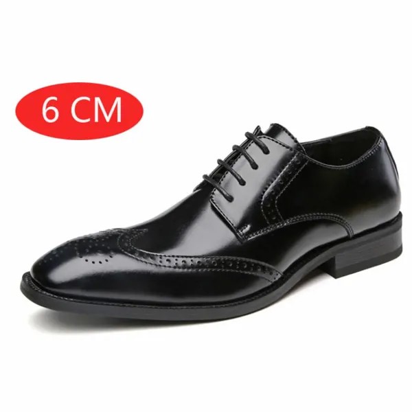 Мужские деловые кожаные туфли на каблуке 6 см с внутренним увеличением, мужские деловые офисные туфли дерби, мужские свадебные босоножки с п...