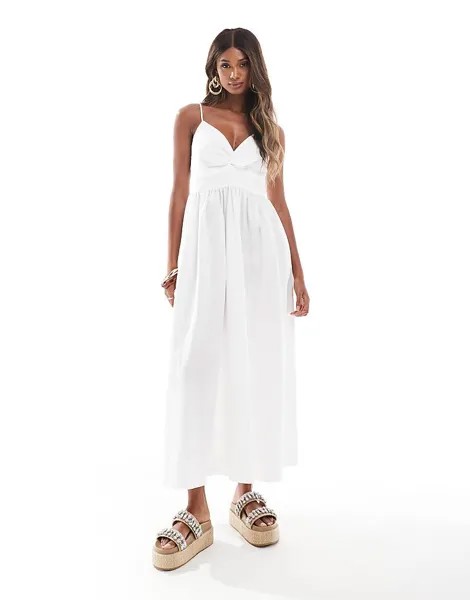 River Island – Белое платье миди из поплина