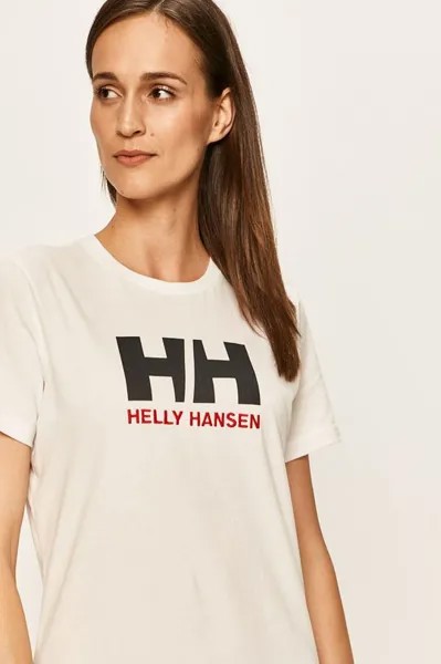 Хлопковая футболка Helly Hansen, белый