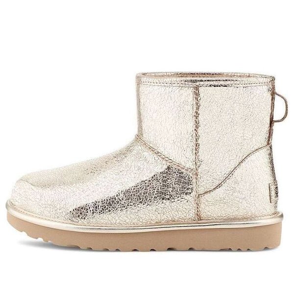Зимние ботинки классические мини металлик блестящие Ugg, золотой