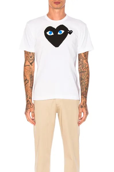 Футболка Comme des Garçons Blue Eyes Black Emblem Cotton, белый