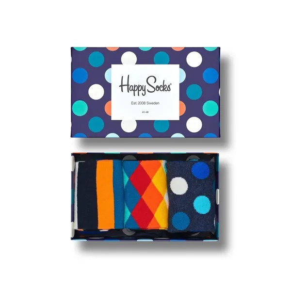 Носки Happy 3-Pack Classic Multi-Color Set, синий