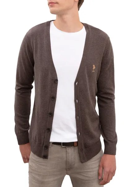 Кардиган мужской U.S. POLO Assn. G081SZ0TH0TBH01-BSK9 коричневый M
