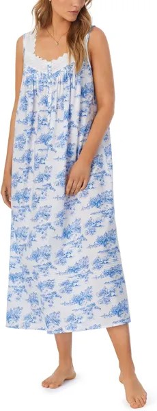 Хлопковое балетное платье без рукавов Eileen West, цвет Blue Toile