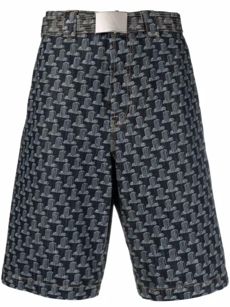 Lanvin шорты бермуды с геометричным принтом, синий
