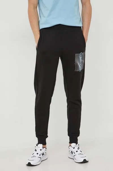 Хлопковые спортивные брюки Calvin Klein, черный