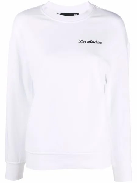 Love Moschino декорированная толстовка с круглым вырезом, белый