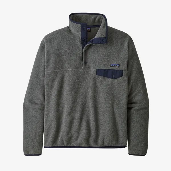 Мужской легкий флисовый пуловер Synchilla Snap-T Patagonia, цвет Nickel w/Navy Blue