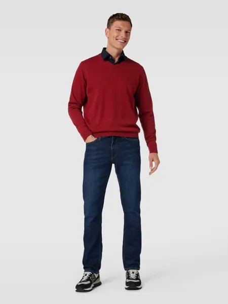 Вязаный свитер с пришивкой этикеток Fynch-Hatton, вишнево-красный