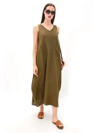 Платье из льна и вискозы Be Free (PM France 229) размер one size XS-L (42-48), оливка