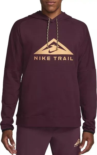 Мужской пуловер для бега по пересеченной местности Nike Dri-FIT с капюшоном для бега по пересеченной местности, бордовый