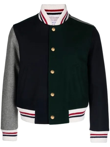 Thom Browne бомбер в стиле колор-блок, зеленый