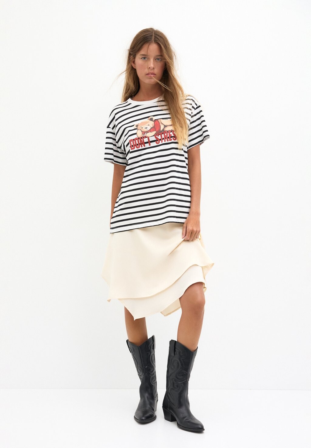 Футболка с набивным рисунком SHORT SLEEVE BEAR PULL&BEAR, черный