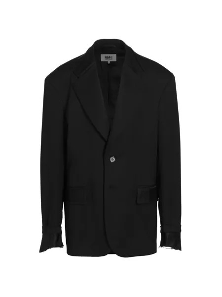 Однобортная спортивная куртка из натуральной шерсти с добавлением шерсти MM6 Maison Margiela, черный
