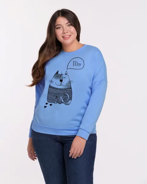 Свитшот женский BARMARISKA Котэ голубой 2XL