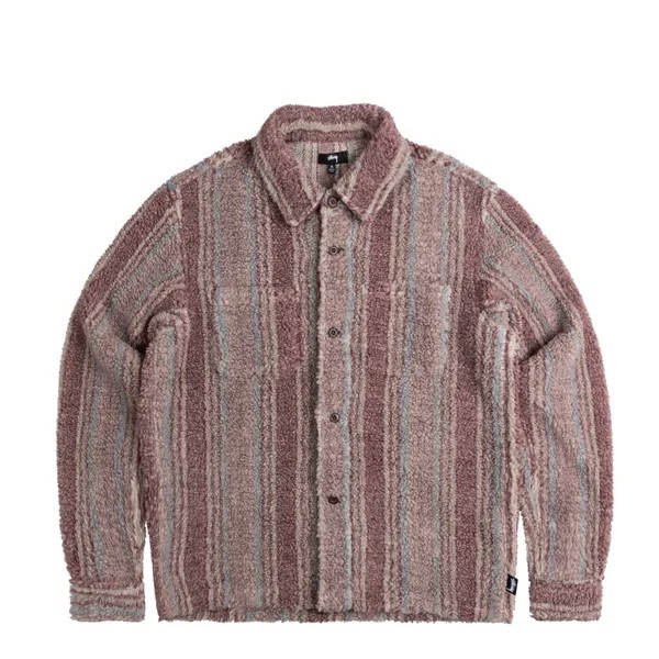 Рубашка Stripe Sherpa Shirt Stussy, цвет berry