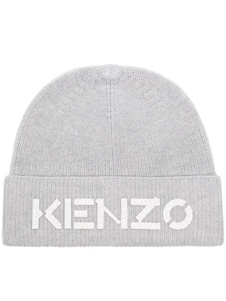 Kenzo шапка бини в рубчик с вышитым логотипом