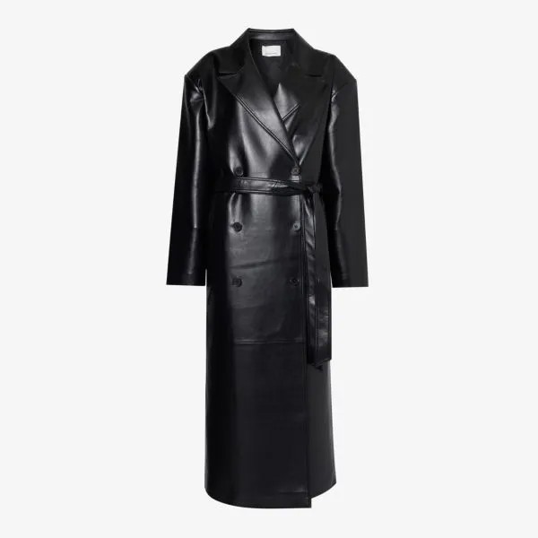 Двубортное пальто tina из искусственной кожи классического кроя Frankie Shop, черный