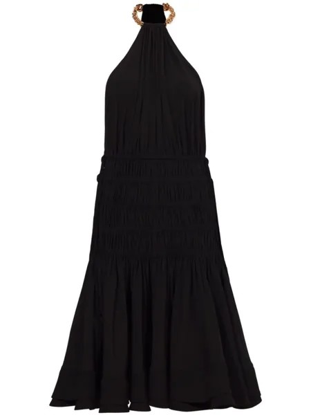 Платье с воротником халтер и рюшами Proenza Schouler, черный