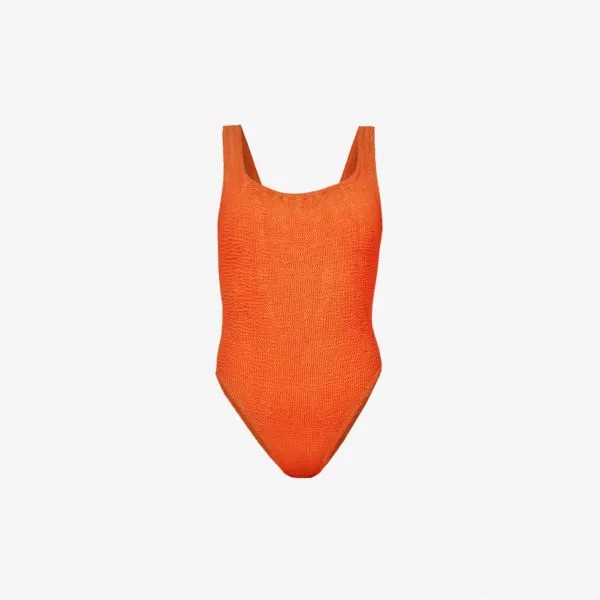Купальник из жатой ткани с квадратным вырезом Hunza G, оранжевый